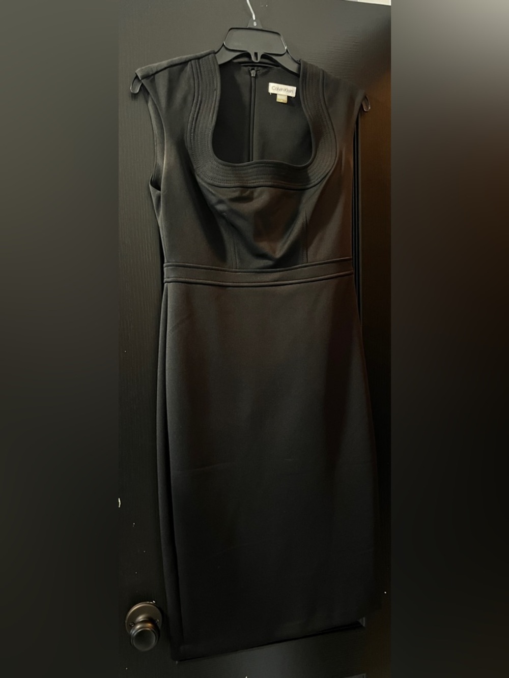 Calvin Klein Black Strapless Ponte Sheath Dress